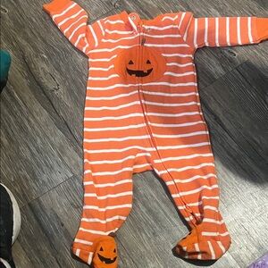 Carter's Striped Orange Pumpkin Footie